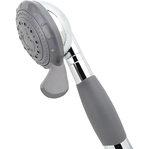 YOO.MEE ADA Handheld Shower Head- For Elderly, Parkinson, Arthritis or People Disabled in Action-w/Extra-Large Silicone Switching Device-w/Comfortable Grip Handle-w/Pause Setting-w/Soft Water, Chrome Cover