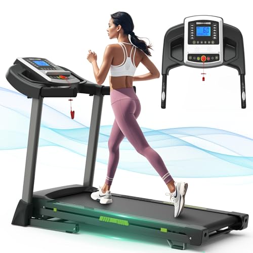 Image of Compact Foldable Home Treadmill: Max 7.5MPH, 8 Shock Absorbers, 41.3x16.5 inch Running Area, 12 Programs