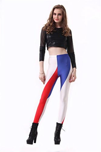 Jungbei Women's Legging Flag of France Digital Printing World Cup Pants Punk