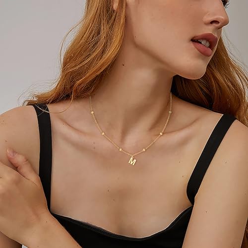 Initial Necklaces for Women - 14K Gold Plated Dainty Letter Necklace for Women Initial Pendant Name Necklace A-Z Personalized Gift Trendy Jewelry for Teen Girls3
