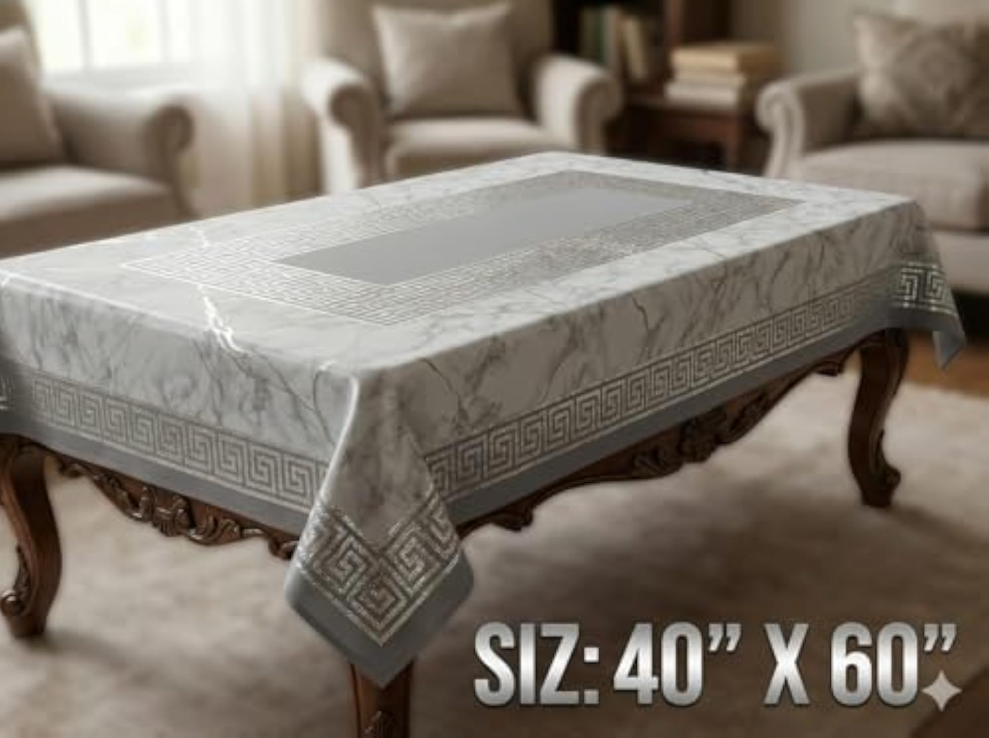 Premium Printed Dining Table Cover, Waterproof & Oilproof PVC