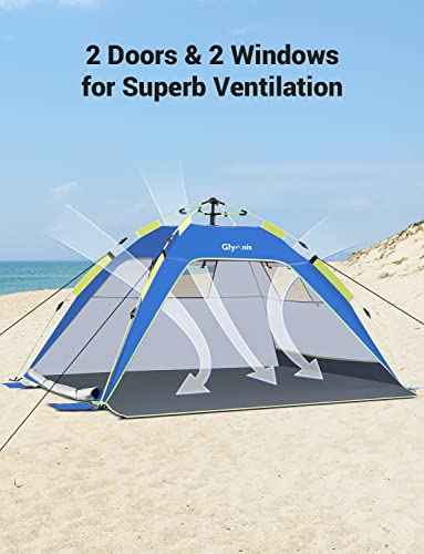 Glymnis Pop Up Beach Tent 3-4 Person Instant Pop Up Automatic Beach Tent UV Protection with Side Door, Easy Setup Portable Sun Shelter for Garden, Fishing, Picnic - Image 5