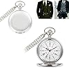 Smooth Vintage Steel Quartz Pocket Watch Classic Fob Pocket Watch with Short Chain for Men Women - Gift for Birthday Anniversary Day Christmas Fathers Day (Silver) #1