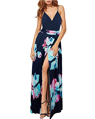 Image of Newshows Women's 2026 Lightweight Summer Wedding Guest Beach Vacation Casual V Neck Split Flowy Maxi Dress