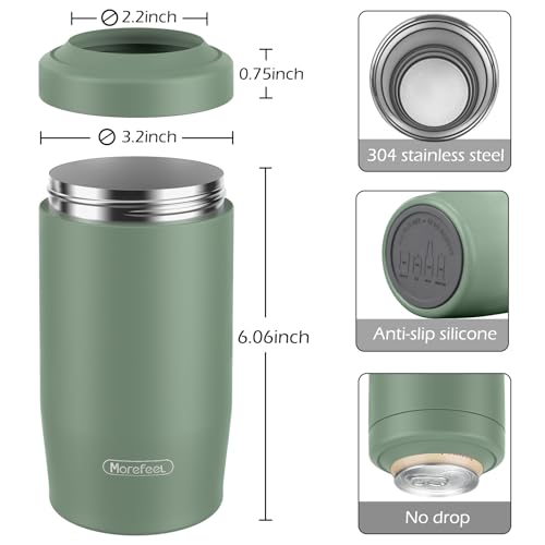 Image of Morefeel 4-in-1 Insulated Can Cooler for 12 oz Cans & Bottles | 304 Stainless Steel Can Holder Fits 12 Oz Slim Cans, Standard Cans, Beer Bottles & Works as A Open Cup; Dishwasher Safe