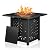 Shintenchi 30 Inch Outdoor Propane Fire Pit, 50,000 BTU Steel Fire Table with Lid and Lava Rock, CSA-Certified Propane Fire Pit on Patio Deck Garden Backyard with Rattan Pattern Steel Base, Black