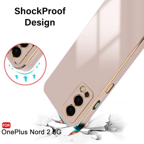 Image of TheGiftKart Luxurious Golden-Plated Back Cover Case for OnePlus Nord 2 5G / OnePlus Nord 2 Pac-Man Edition | Raised Lips for Camera & Screen Protection | Shockproof Design | Stylish Case (TPU, Pink)