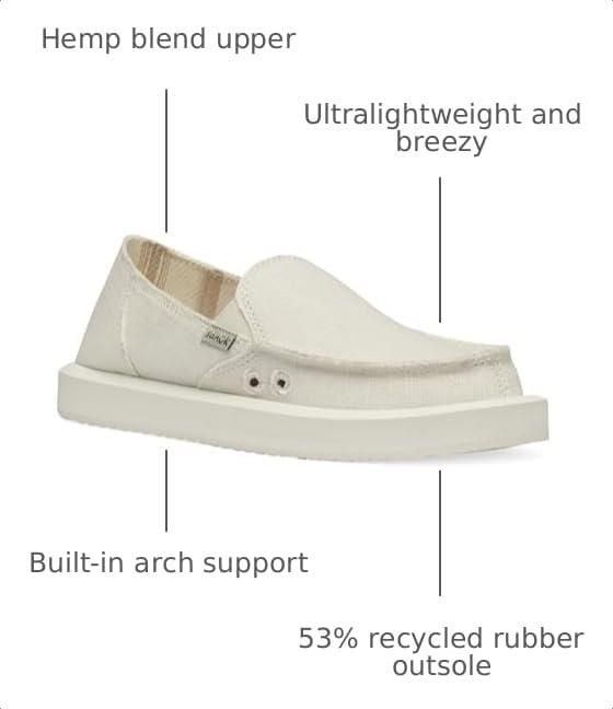 Image of Sanuk Womens Donna Soft Top Hemp Loafers | Womens Shoes | Slip On Shoes for Women | Women's Slip-on Loafers | Memory Foam Footbed