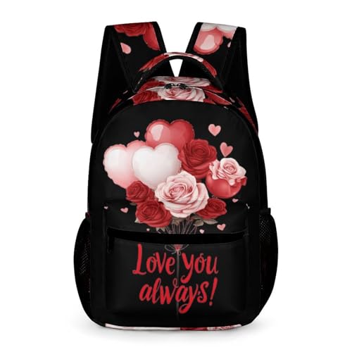 Valentines Love You Always Travel Backpack Casual Daypack Shoulder Bag with Adjustable Shoulder Straps