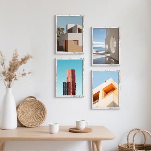 Image of BESCRCL 11x14 Picture Frame Wall Hanging, Engineered Wood Photo Frames for 11 x 14 Picture, Distressed White, 1 Pack