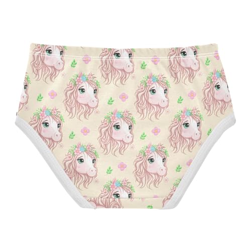 Cute Horse Flowers Floral Yellow Toddler Girls's Underwear 2T 23021912