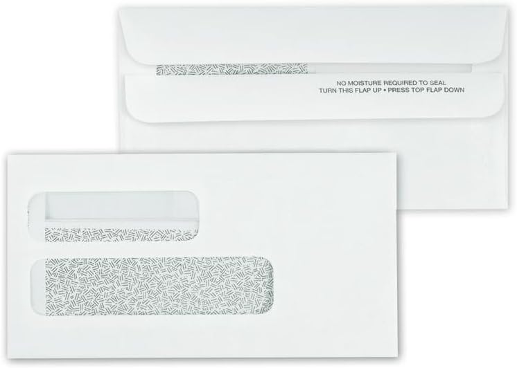 5Forms Double Window Confidential Self Seal Envelopes 6 7/8 x 3 5/8" QTY 100