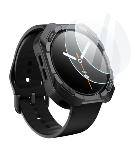 i-Blason 44mm for Samsung Galaxy Watch 8 Case with Band [Includes 2X Tempered Glass Screen Protector] Hravy Duty Protection Durable Sport Shockproof Rugged Bumper Band for Galaxy Watch 8 44mm, Black