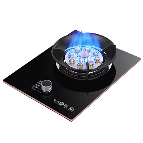 Placa de Gas, Encimera de Gas, Cocina de Gas de 33 cm con Quemador de Vidrio Negro, empotrada en la Cocina con Fuego de latón de Nueve cavidades.
