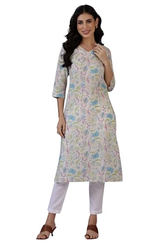Image of W for Woman Schiffli Embroidered Straight Rayon Kurta