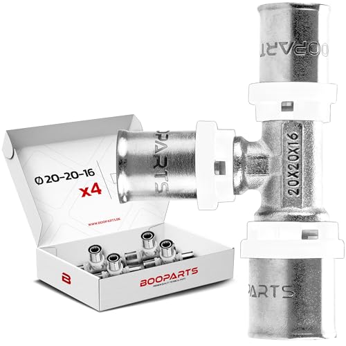 Té réduit à sertir Ø20-20-16 multicouche pour chauffage et eau sanitaire (4 pièces)