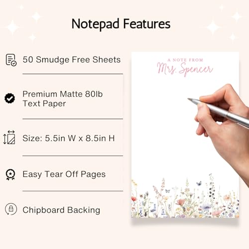 image for Jojostudios Personalized Notepad with Wildflowers and Butterflies for 