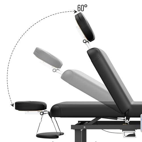 Image of pouseayar Heavy Duty Electric Stationary Massage Table with Heating Function, Backrest Adjustable and Storage Space for Treatment /Medical Spa /Facial /Beauty /Massage Bed - 30 x 75 - Black