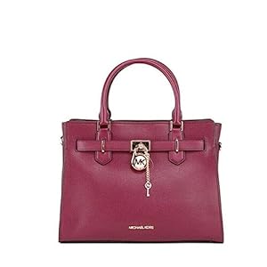 Michael Kors Hamilton Mulberry Leather Medium Satchel Crossbody Handbag