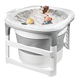 ◊ Aiuta il tuo bambino a crescere sano: realizzata in materiale non tossico di alta qualità, la nostra vasca per bambini è sicura per la pelle sensibile del tuo bambino e priva di sostanze nocive. La vasca per bambini è dotata di piedini in gomma antiscivolo che garantiscono stabilità e impediscono alla vasca di scivolare durante l'uso. Ciò significa che i genitori possono essere certi che il loro bambino prende il bagno in un ambiente sicuro e confortevole.