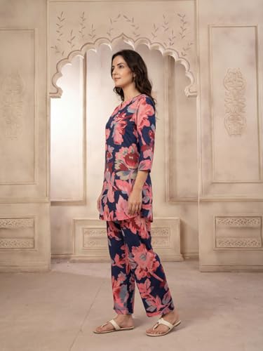 Image of Leriya Fashion Kurta Sets for Woman | Co ord Set for Women Stylish | Kurti Set for Woman | Short Kurti for Women | Kurtis | Ethnic Jaipuri Straight Kurta Set with Palazzo Pants | Salwar Suit for Party Outfits