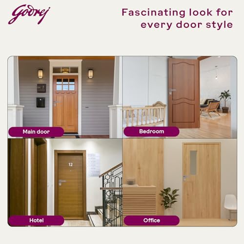 Image of Godrej Mortise Lock | Handle Lock Set for Main & Bedroom Door | HDH 07 Rossette Home Decor Handle | Matte Black Nickel Finish | 9 Inch Lockbody | 60 mm 1CK Cylinder - Knob from Inside and with 3 Keys