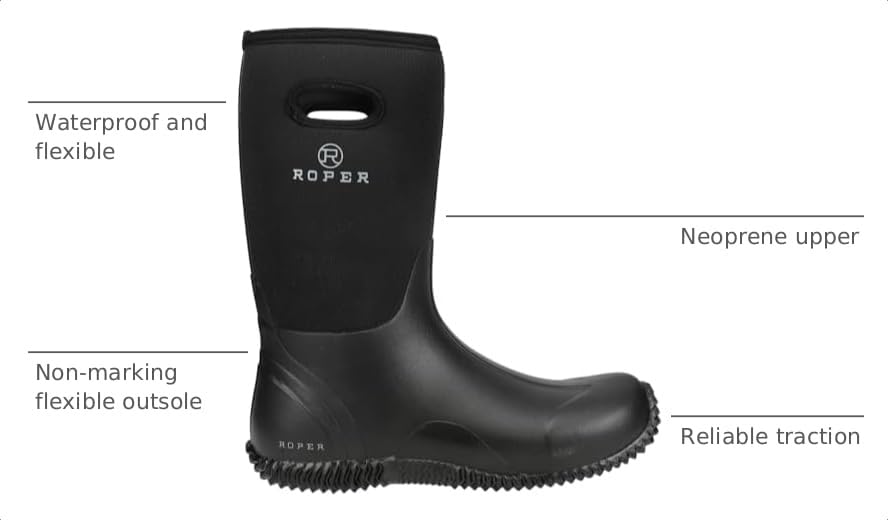 Image of ROPER Mens Barnyard Round Toe Pull On Rain Casual Boots Mid Calf