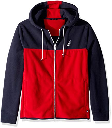 Nautica Men's Long Sleeve Full Zip Front Fleece Jacket, Navy, Large