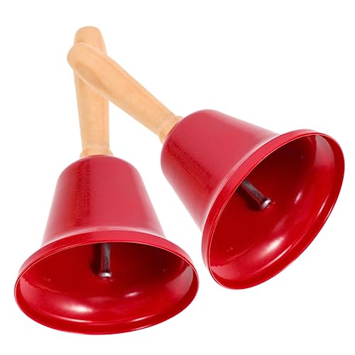 Wakauto 2Pcs Vintage Handbell Retro Call Bells for Classroom Restaurant and Christmas Events with Ergonomic Handle for Sound for Service and Craft Use