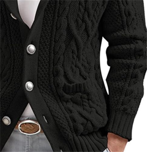 Men's V Neck Sweater Long Sleeve Shawl Collar Pullover Knitted Button Down Tops Knitwear Oversize Sweater3