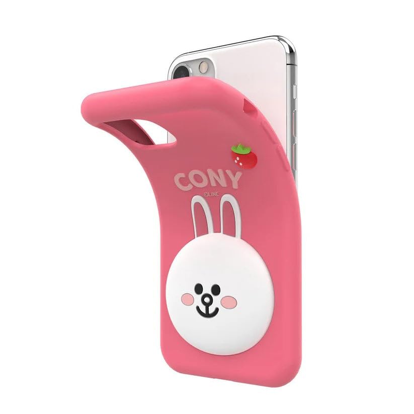 Image of COVERLY for iPhone 15 Pro Max 3D Line Friends Cony Cartoon Case,Premium Silicone Case Pink Candy with Phone Holder Cool Full Protective Cute Kawaii Aesthetic Cover for Apple iPhone 15 Pro Max