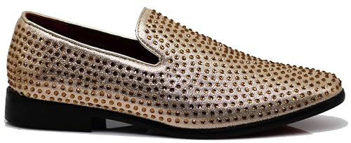 Image of SPK26 Men's Vintage Velvet Rhinestone Designer Dress Loafers Slip On Shoes Classic Tuxedo Dress Shoes