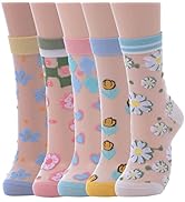 IYOU Blume Durchsichtige Socken Transparente Damen Sommer aus für 5