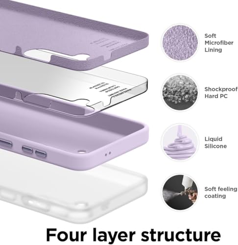 Image of MOBILOVE Back Cover Case for Samsung Galaxy S25 5G | Pure Liquid Soft Matte Silicone Case with Logo and Comes with Camera and Screen Protection Back Cover for Samsung Galaxy S25 5G (Purple)