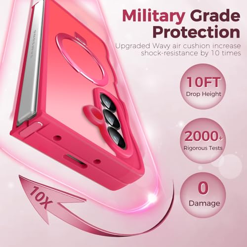 Image of Cute Wavy Magnetic Stand Case for Galaxy Z Fold 7 Fit for MagSafe, Hot Pink