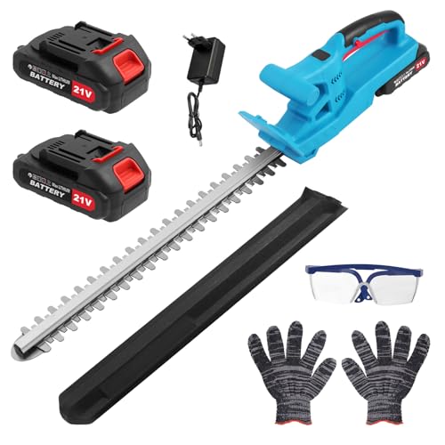 Heckenschere Akku Profi Hecken, Elektro Akku Heckenschere 50cm Schnittlänge, mit 2 Akkus & Ladegerät, 17 mm Zahnabstand, Dual Schnittklingen, Inkl Handschuhe, Schutzhülle, für Hecken und Strauch Heckenschere Akku Profi Hecken, Elektro Akku Heckenschere 50cm Schnittlänge, mit 2 Akkus & Ladegerät, 17 mm Zahnabstand, Dual Schnittklingen, Inkl Handschuhe, Schutzhülle, für Hecken und Strauch