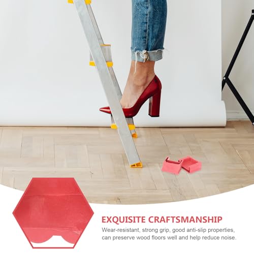 Pies de escalera de goma antideslizante rojos para base estable de 4 piezas 4