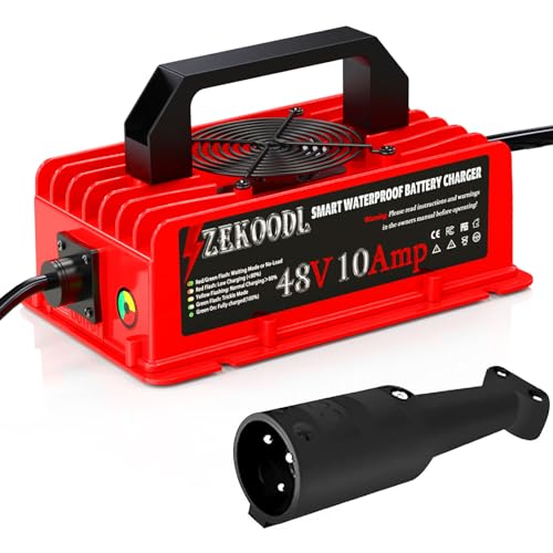 10 Amp 48 Volt Golf Cart Battery Charger for Club Car DS&Precedent, Replace Club Car Charger 48 Volt, 5-8H Full Charge Portable Golf Cart Charger for Lead Acid Battery,16FT Cable (Club CAR)