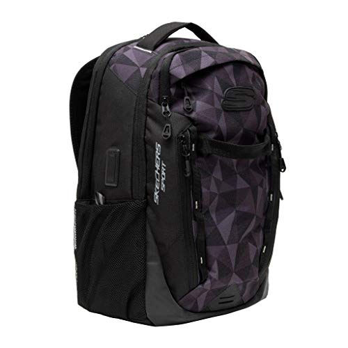 Skechers Sport Backpack with USB Port and Laptop Compartment (Black and Grey)