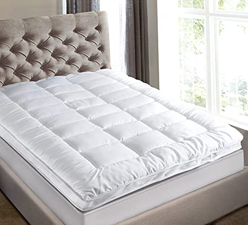 Extra Thick Air Flow Mattress Topper Twin Bed Size 2 Inches Highly Breathable Cooling Plush Dual Layer Fits 8-20Inches Deep Pillow Top Super Soft Microfiber Down Alternative Fill #TOP5