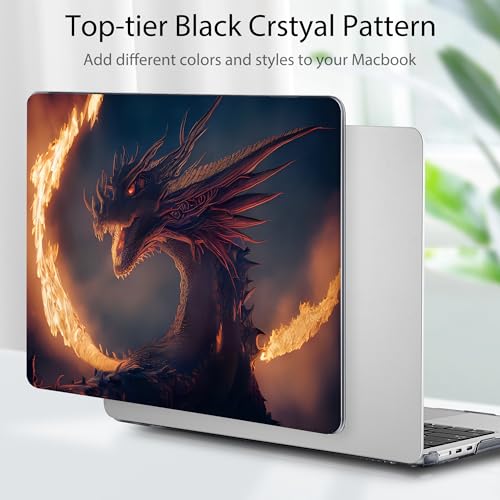 Image of Tuiklol for MacBook Air 13 inch Case M5 2026 M4 2025 M3 2024 M2 2022 Release Model A3449 A3240 A3113 A2681,Plastic Hard Shell Cover for MacBook Air 13.6 with Touch ID, Fire Dragon