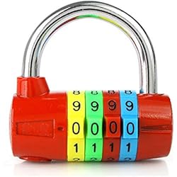 Candado Direccional Candado a Combinación de 4 dígitos Números, 37 mm de ancho con esferas de colores portátil, con bloqueo de código restablecible para maleta, taquillas, Envío de colores al azar