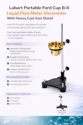 Image of Labart Portable Ford Cup B-8 Liquid Flow Meter Viscometer With Heavy Cast Iron Stand (B8)