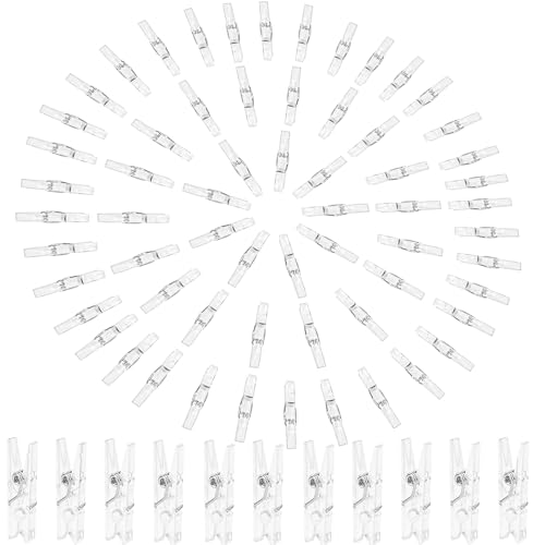 qingmeng 100 Stück Mini Wäscheklammern Transparent, 2.5cm Kleine Klammern...
