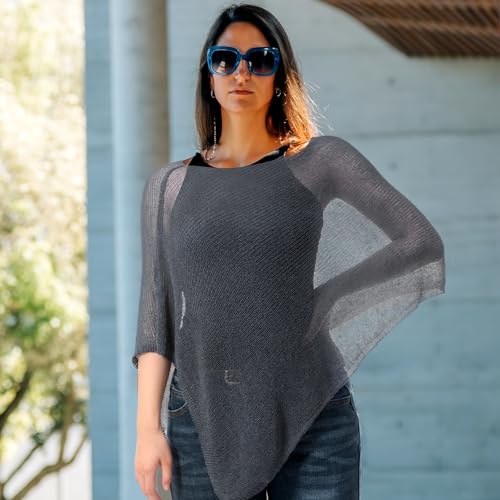 Image of Women Sheer Poncho Shrug Summer Sheer Blouse Top Lightweight Poncho Bolero for Evening Dress