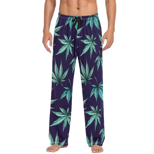 susiyo Cannabis Leaves Men's Pajama Pants Cotton Pajama Bottoms Sleepwear PJ Pants Lounge Pants with Pocket Drawstring2