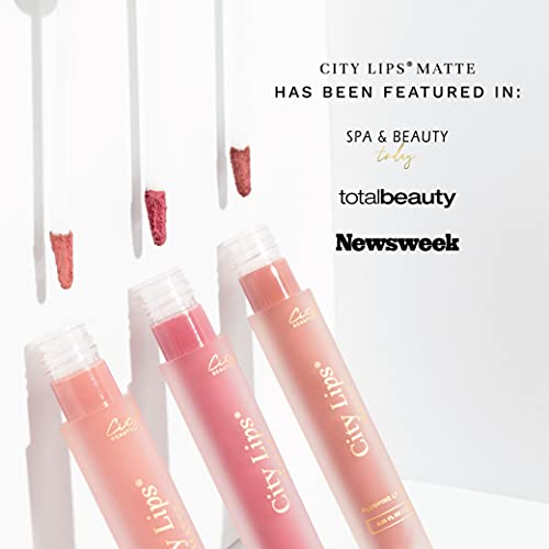 City Beauty City Lips - Plumping Lip Gloss - Hydrate & Volumize - All-Day Wear - Hyaluronic Acid & Peptides Visibly Smooth Lip Wrinkles - Cruelty-Free (Blush Rose Matte) #TOP6