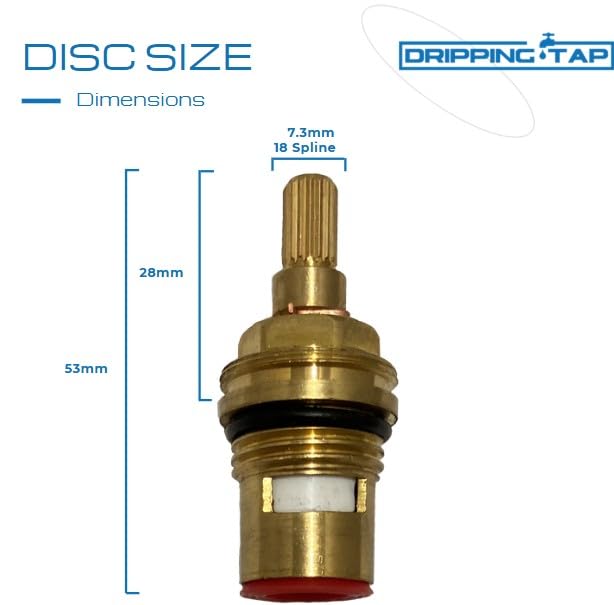 TC65 Mixer Tap Cartridge Replacement for ½” Franke and Pegler Morea, 7.3mm x 18 Spline, 53mm Total Length - Image 3