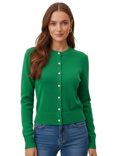 Image of Women's Casual Slim Fit Cardigan Sweaters Long Sleeve Button Down Lightweight Waist Length