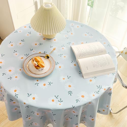 ZSYIULIA Mantel impermeable para exteriores, redondo, 140 cm, poliéster, resistente, fácil de limpiar, para jardín, patio y picnic, resistente a la intemperie, a prueba de manchas
